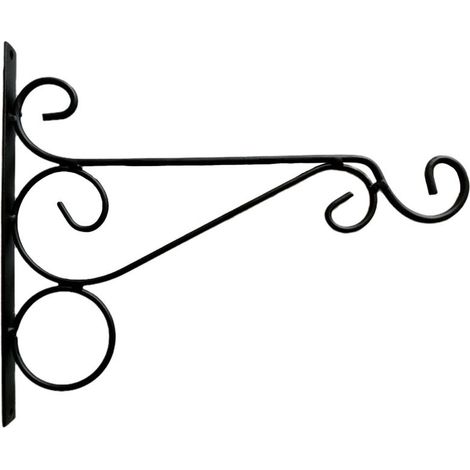SHINING HOUSEEnsemble de 2 supports de panier suspendus d'extérieur noirs, crochets suspendus pour plantes en fer Vintage, support de jardin mural de 25cm de Long