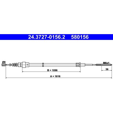 Tirette à câble, frein de stationnement ATE 24.3727-0156.2 VW 1H0 609 721 E