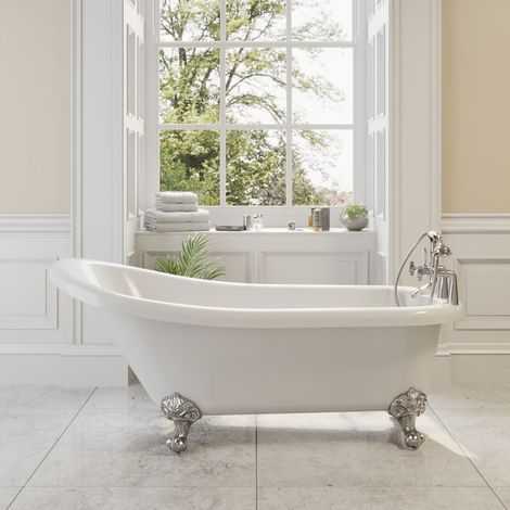 Freestanding Traditional Bath Acrylic - 1550mm Buxton Sinlge Ended with Ball Feet