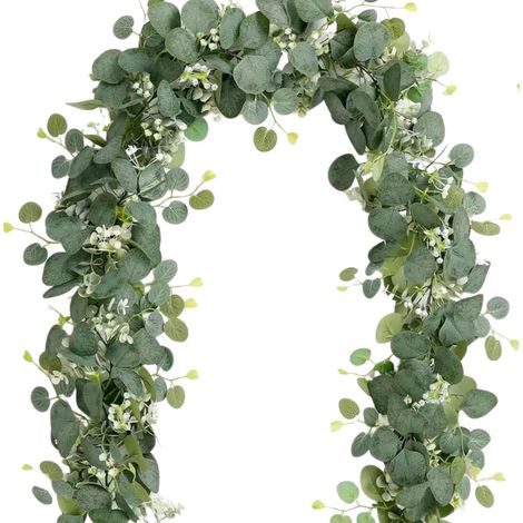 Set di 2 ghirlande di eucalipto, ghirlanda artificiale, decorazione primaverile verde da 1,8 m, per matrimoni, feste, giardino, festival, balcone (1/5)