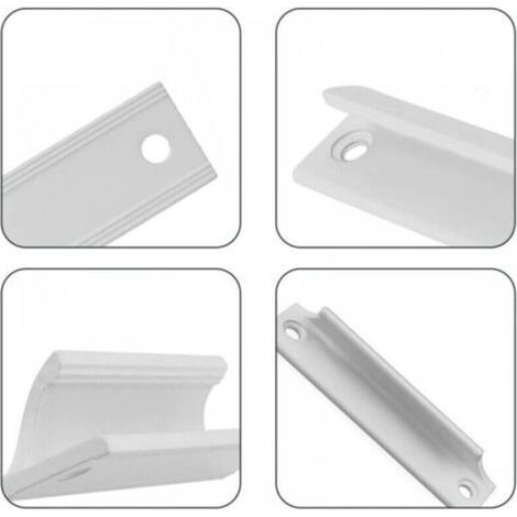 Poignée de porte en aluminium blanc 90 mm – Antirouille – Pour porte-fenêtre – Entraxe 76 mm – Vis incluses (1/3)