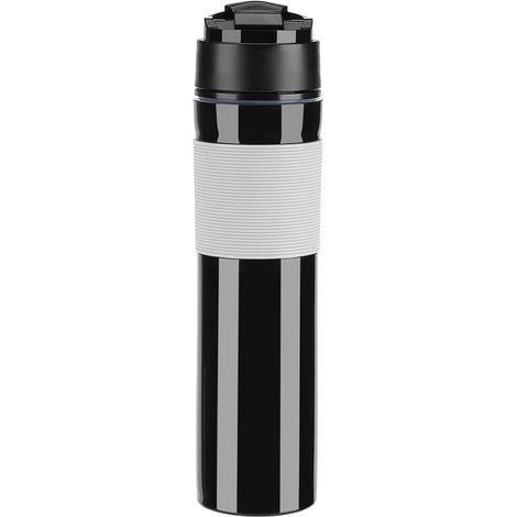 Machine à café Portable 350 ml Mini Machine à expresso Tenue à la main Caffe Machine à expresso Compact Manuel Cafetière Cafetière Brewer Travel Tumbler pour Home Office Travel Outdoor Black Noir (1/5)