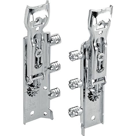 Hettich SAH215 Schrankaufhänger, Möbelaufhänger Wandhalterung Stahl, Tragkraft 45 kg, ohne Aushängesicherung, verzinkt, für Leisten- und Hakenaufhängung, seitlich verstellbar