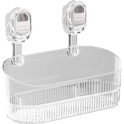 Duschablage mit Saugnapf, Duschhalterung mit Saugnapf, bohrfreies Aufbewahrungsregal mit gewelltem Saugnapf – Starke Aufbewahrungsbox mit Saugnapf an der Unterseite für Küche, Bad und Dusche (1/5)