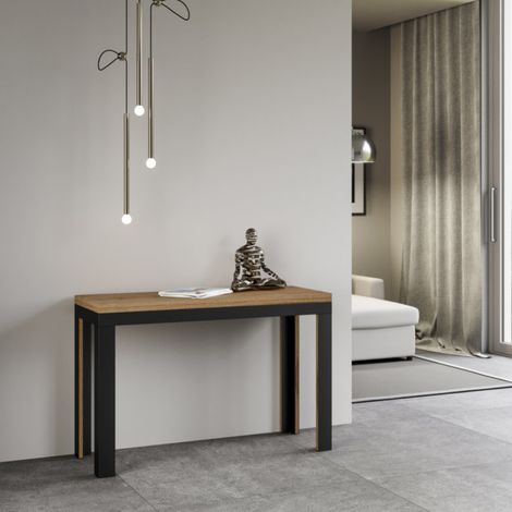 Tavolo apribile 120x45/90 cm Linea Double Quercia Natura telaio Antracite (1/4)