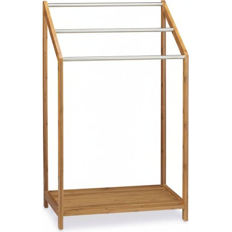 Soporte toallero de pie 3 barras almacenamiento 85 cm bambú y metal 130002256 (1/3)