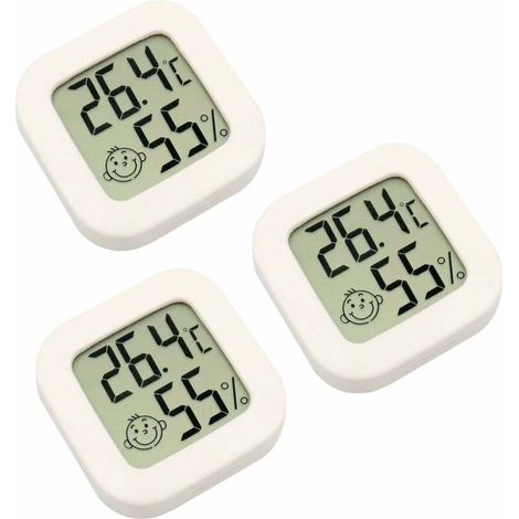 Thermometre Hygrometre - Affichage Numerique - Indicateur Confort Air - Fixation Murale ou Sur Surface Plane - Pour Chambre Bebe Bureau Salle De Bain - 3 Unites (1/5)
