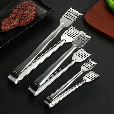 Pince Alimentaire - Acier Inoxydable - Résistante à la Chaleur - Poignée Longue - Pour Viande Steak Barbecue Buffet Pain - 18 cm (1/5)