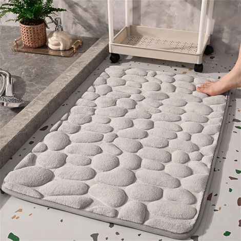 Tapis de bain absorbant en galets : Tapis de bain absorbant et antidérapant conçu pour votre sécurité et votre confort. 40 x 60 cm (1/4)