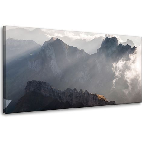 Leinwanddruck Natur Berge in den Wolken 80x40 cm