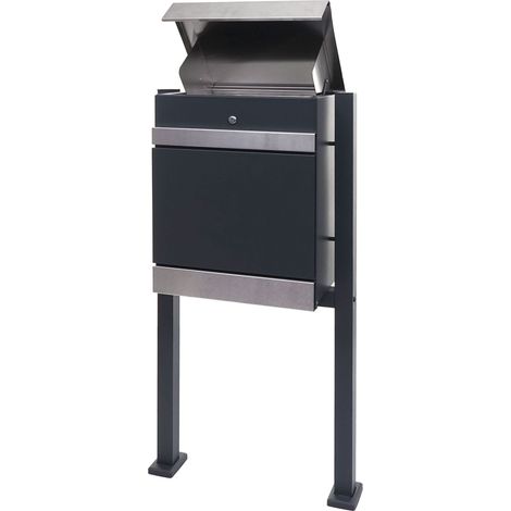 Caja para paquetes con patas en acero inoxidable antracita 120x59x36 cm 040005909