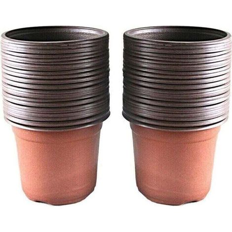 Paquete de 100 macetas de plástico para plántulas y plantas, 10 cm, suaves y flexibles, no se rompen fácilmente -Crezuo
