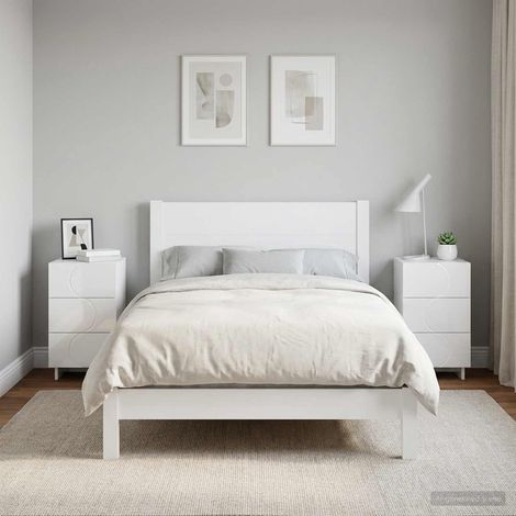vidaXL Bedside Cabinet 2 pcs High Gloss White 33.5 x 34.5 x 60 cm (1/5)