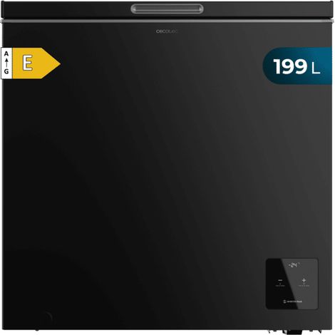 Congelatore orizzontale nero, alto 83,5 cm e largo 82,5 cm, con capacità di 199 L, compressore Inverter Plus, convertibile in frigorifero, classe energetica E e modalità Fast Freezing (1/5)