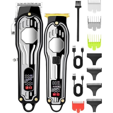Tondeuse Cheveux Homme Sans Fil, Kit Tondeuse Barbe et Cheveux avec T-Lame de Précision, Écran LED, Rechargeable, IPX7 Étanche, Tondeuse Électrique pour Barbier, Maison et Cadeau Homme (1/5)