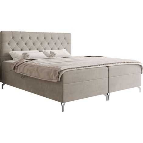 Lit boxspring Focus, Fresh 01, Continental, Double, 140x200, Tissu, Disponible, 147x208x115cm (1/5)