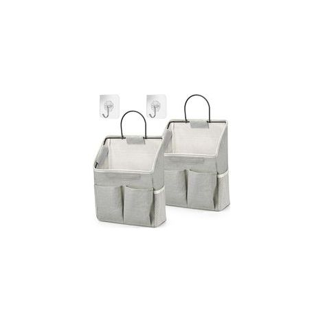 Gris Lot de 2 organisateurs de rangement suspendus étanches En lin Pliable Avec poches Pour chambre d'enfant, salle de bain, chambre à coucher, bureau, camping car (1/5)