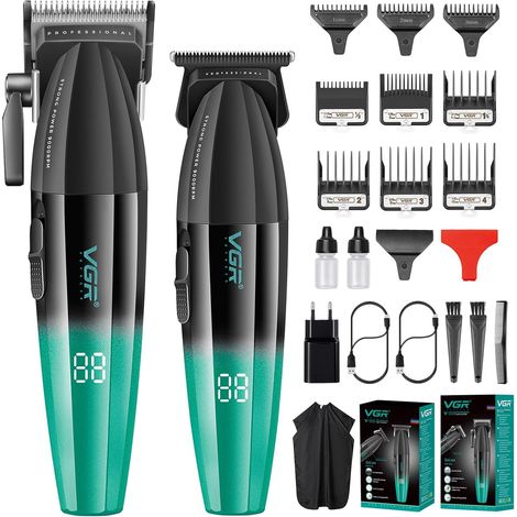 Professional Trimmer for Men Complete Hair and Beard Cutting Kit, Cordless Electric Trimmer with LED Display, Multipurpose Grooming Kit (1/5)