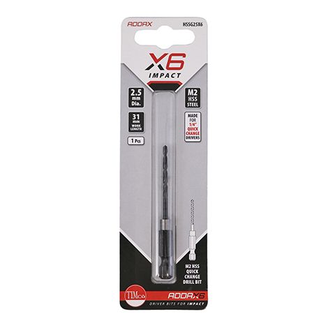 TIMCO X6 HSS Impact Drill Bits - 2.5mm