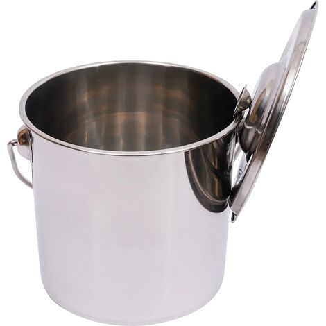 Cubo de cocina, fabricado en acero inoxidable apto para uso alimentario, capacidad de 12 litros, color plata. (1/2)