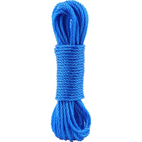 Corde de jardin en nylon 10m, corde d'escalade, de traction et d'attache, bleue (1/5)