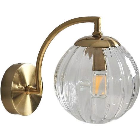 Moderne, transparente LED-Wandleuchte mit Glaskugel, ideal fürs Schlafzimmer. Auch geeignet für Wohnzimmer, als Stimmungsbeleuchtung und Treppenhausbeleuchtung. (1/5)