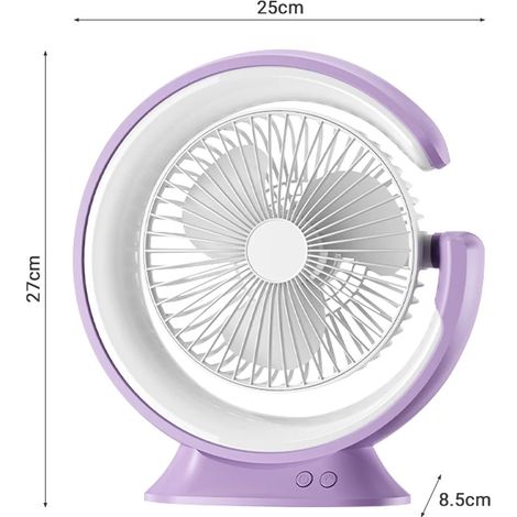 (1200 mAh - Violet) Mini ventilateur de bureau portable avec lampe, cadeau original, idéal pour la décoration de la chambre (1/5)