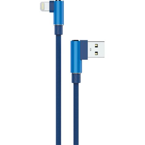 Sunix 2A iOS Ladekabel 90 Grad Winkelstecker 3 Meter Datenkabel Datentransfer Kabel Ladegerät in Blau