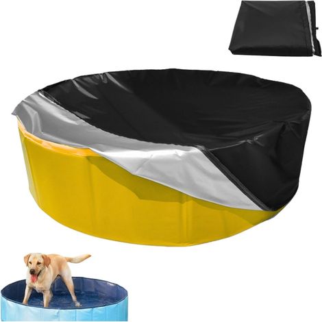 Bâche de piscine ronde 160 x 30 cm pour chien - Imperméable - Pliable - Avec cordon de serrage - Résistante aux UV - En Oxford 210D - Pour pataugeoire pour enfants et piscine (1/5)