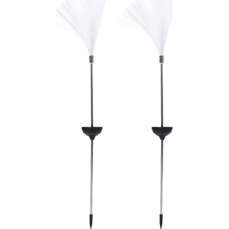 2 pièces multicolores étanches à énergie solaire LED fibre optique Lampe décorative pour jardin et cour (1/5)