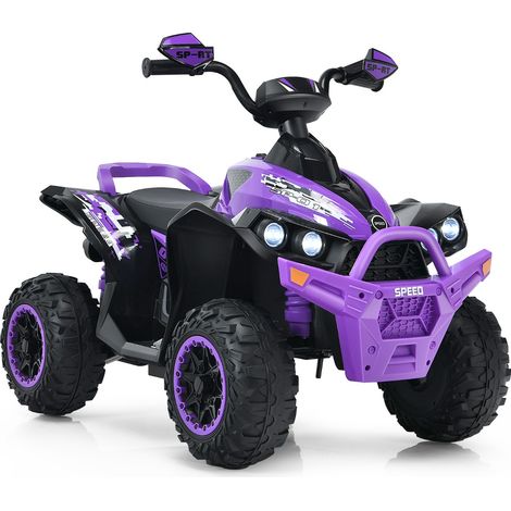 Quad Electrique pour Enfants 12V7Ah LED Musique Pédale Klaxon 3-4 km/h pour Enfants de 3 à 8 ans Violet Maison Chic (1/4)