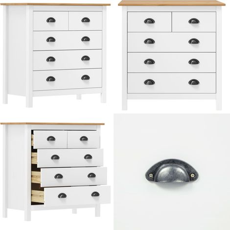 Buffet Hill Blanc 79x40x80 cm Bois de pin solide - Buffet Design Moderne - Buffet Blanc - Buffet Bois - Armoire Rangement - Commode Tiroir - Home & Living (1/5)
