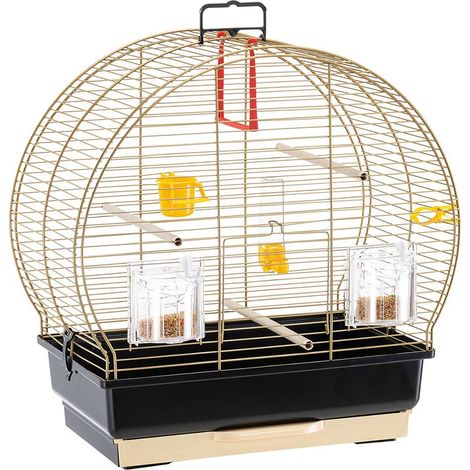 Ferplast LUNA 2 FERPLAST Cage à Oiseaux LUNA 2 : Cage métallique avec accessoires pour oiseaux.. Variante LUNA 2 - Misure: 44.5 x 25 x h 45.5 cm - Laitonné (1/5)