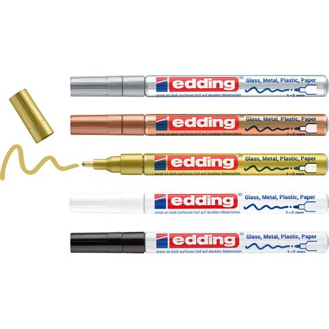 edding 751 Marqueur peinture brillante set de 5 assortis métallisé (1/5)