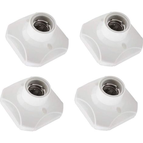 4 pcs Socket bulb in Ceramic Bracket Base for Lamp,Lamp Socket,E27 Plastic Base,Round Screw Titulaire Light Socket,AC 220-250V,White- (1/5)