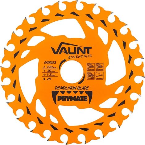 Vaunt 190mm Circular Saw Demolition Blade 30mm Bore 24 tooth Teflon Coated (1/4)