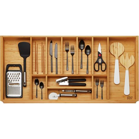 ORGA-BOX 3 BAMBUS Besteckeinsatz Holz-Besteckkasten für Nobilia Schubladen ab August 2012 für 100er Schublade (473 x 897 mm) mit 11 Fächer