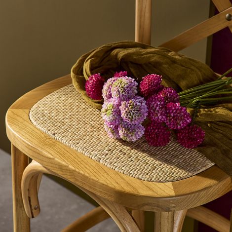 Tabouret de bar bistrot vintage en bois naturel avec repose-pieds