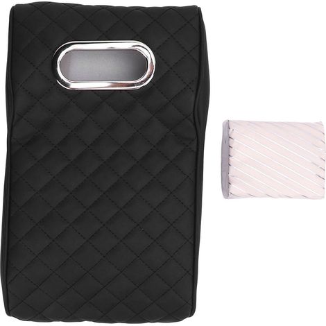 Housse de console centrale de voiture avec porte-mouchoirs en mousse à mémoire de forme renforcée en cuir Nappa pour la plupart des véhicules SUV, camions