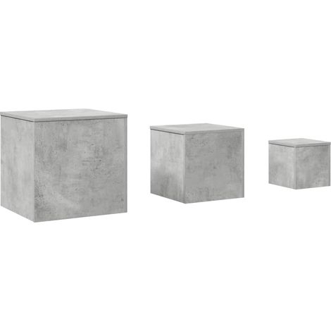 Maison Exclusive - Mesas auxiliares 3 piezas aglomerado gris horm (1/5)