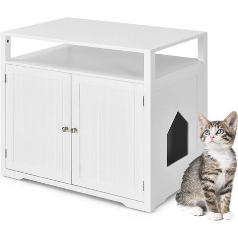 Cat Litter Box Enclosure Furniture Wooden Kitty Washroom Hidden Cat Washroom (1/5)