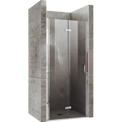 SONNI Duschtueren Faltbar Nischentür 180°Schwingtür Duschabtrennung 80x195cm bad Falttür Dusche Nano Glas ESG (1/5)