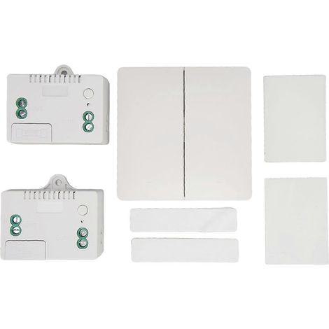 Interrupteur mural sans fil à 2 voies avec télécommande et récepteur intégré pour la maison ou le bureau. (1/5)