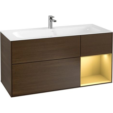 V&B Waschtischunterschrank Wandbeleuchtung Finion 119,6x59,1cm, Reg re gol m, wal veneer (1/2)