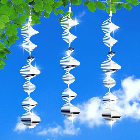 3D effaroucheur Oiseaux, 3 Pièces Carillon à Vent Anti Oiseaux Jardin, 360 Degrés Repulsif Oiseaux reflechissants Rotatif, Éloignez Les Oiseaux de Vos Fenêtres et de Votre Jardin (1/5)