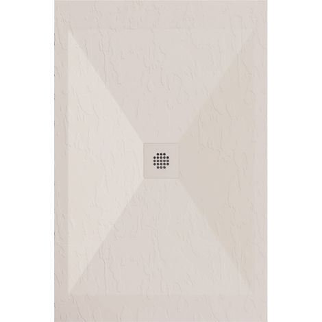 Receveur de douche 80x160 cm extra plat DEXA en résine surface ardoisée beige Grille beige