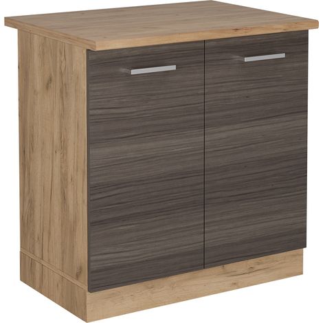 Spülenunterschrank R-Line, Edelgrau, 80 cm , AP Eiche, Vicco