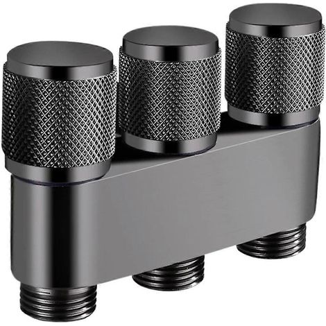 Waschmaschinenarmatur aus Messing, 1 Zulauf, 3 Ausläufe, Dreiwegeventil, grau, dreieckiges Dreiwegeventil, Mini-Multifunktion (1/5)