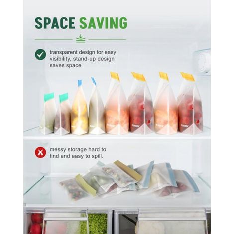 Sacs Congélation - Lot De 20 - Silicone Sans BPA - Fermeture Zip Étanche - Conservation Alimentaire CASSETTE RECHARGE POUR SEBUMET (1/5)