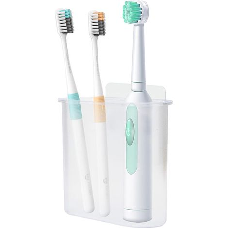 Porte-Brosse à Dents Murale Autocollant 2 Pièces - Support pour Brosses Électriques, Dentifrice et Rasoirs, Transparent (1/5)